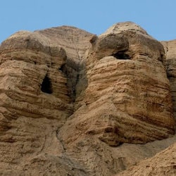 Dead Sea Scrolls Qumran Caves are located in the north of the Dead Sea